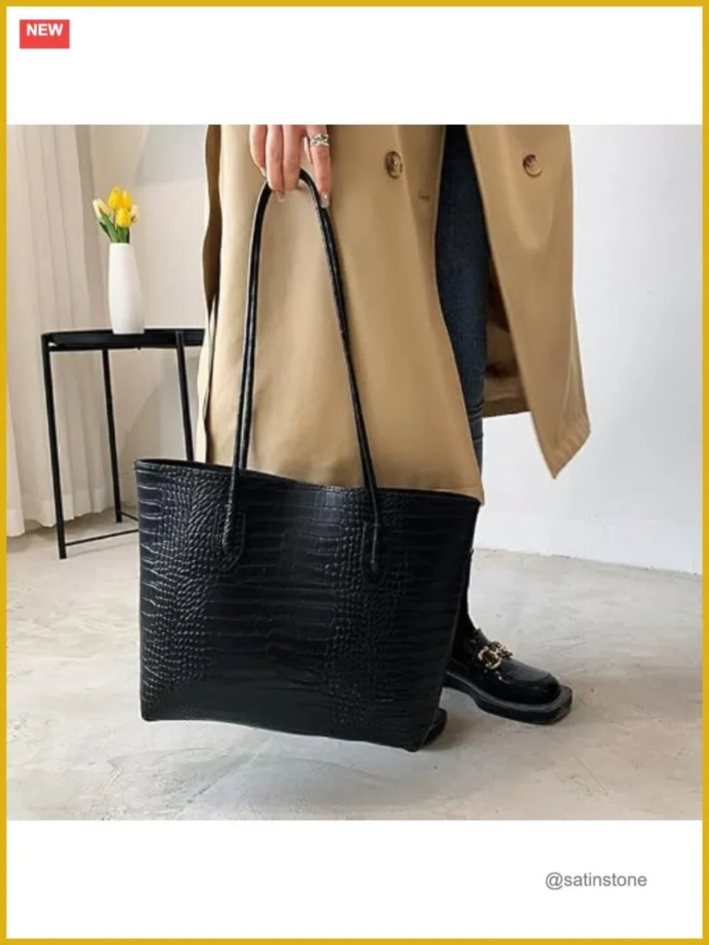 Large Capacity Tote Bag Casual Commuting Shoulder Bag Detachable Strap